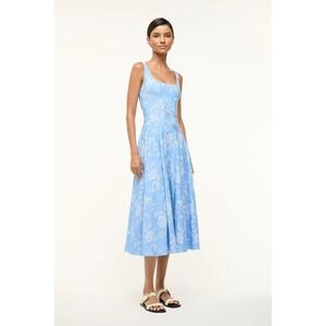 STAUD Blue Floral Midi Dress